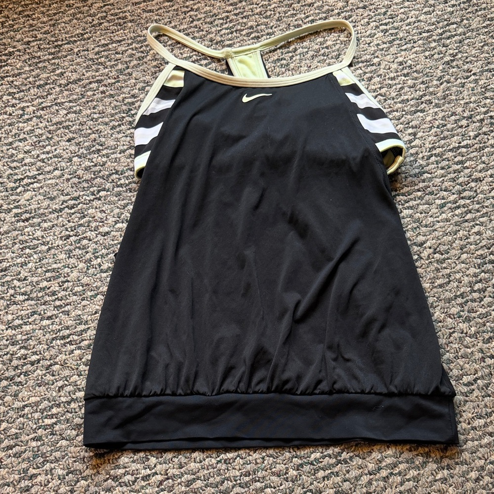 Nike Black Swim Tankini Top with Light Green Trim